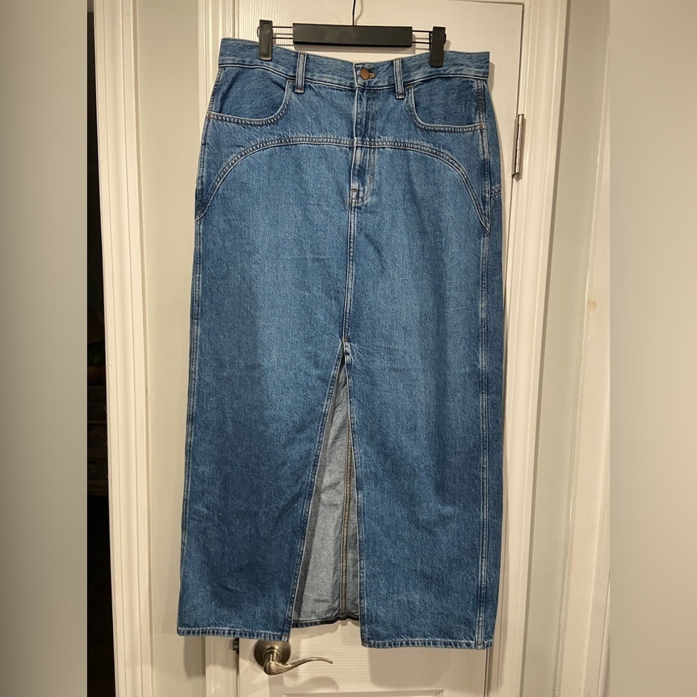 NWT Madewell Size 10 Denim Western Maxi Skirt in Emario Wash